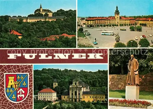 AK / Ansichtskarte Fulnek Zamek Namesti Komenskeho Skola Kostel Pomnik Schloss Denkmal Wappen Fulnek