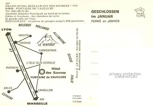 AK / Ansichtskarte Fontaine de Vaucluse Grand Hotel Restaurant des Sources Fontaine de Vaucluse