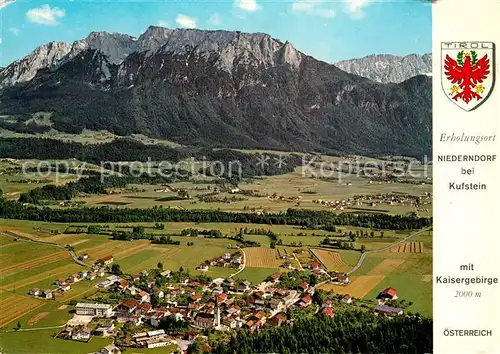 AK / Ansichtskarte Niederndorf_Kufstein Fliegeraufnahme mit Kaisergebirge Niederndorf_Kufstein