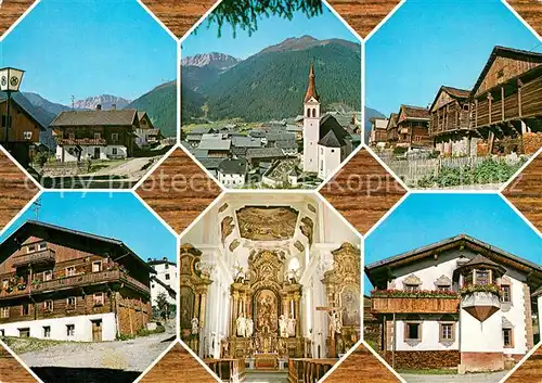 AK / Ansichtskarte Obertilliach Dorfstrasse mit Porze Wohn und Stallgebaeude Obertillacher Bauernhaus Altar der Dorfkirche Blumenschmuck Obertilliach