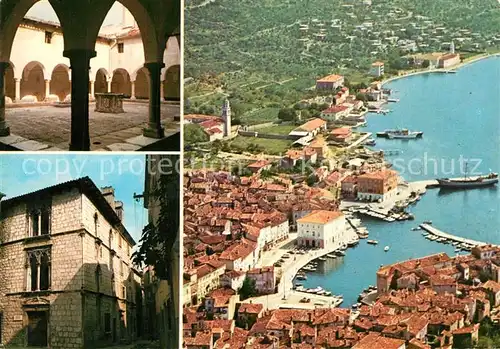 AK / Ansichtskarte Cres Arkaden Dorfmotiv Fliegeraufnahme Hafen Cres