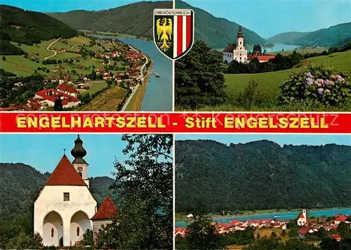 AK / Ansichtskarte Engelhartszell_Donau_Oberoesterreich mit Trappistenkloster Engelszell Panorama Engelhartszell_Donau