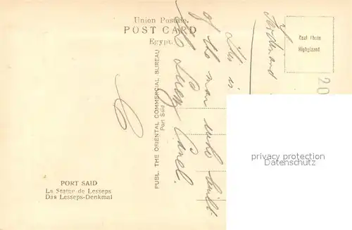 AK / Ansichtskarte Port_Said The Lesseps Monument Port_Said