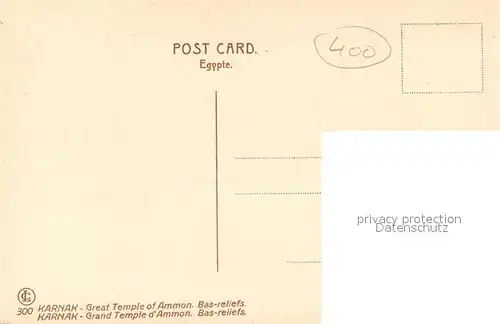 AK / Ansichtskarte Karnak_Egypt Grosser Tempel Ammon Bas Reliefs Karnak Egypt