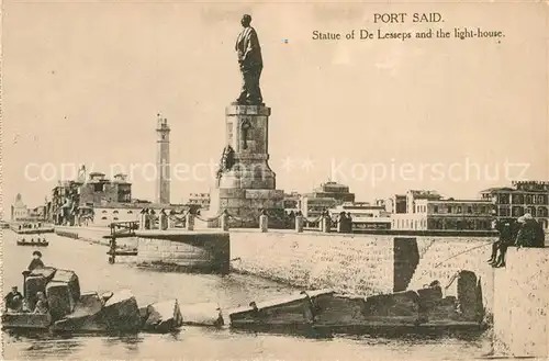 AK / Ansichtskarte Port_Said Statue Lesseps Light House Port_Said