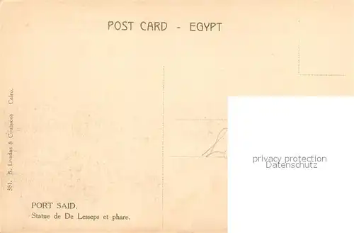 AK / Ansichtskarte Port_Said Statue Lesseps Light House Port_Said
