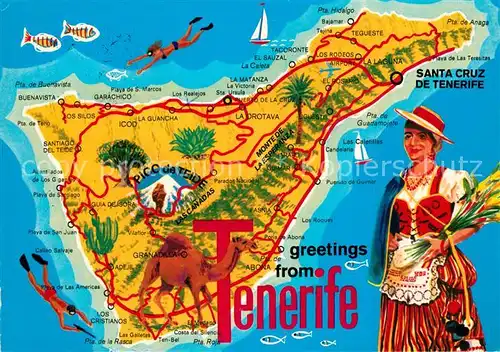 AK / Ansichtskarte Tenerife Inselkarte Tenerife