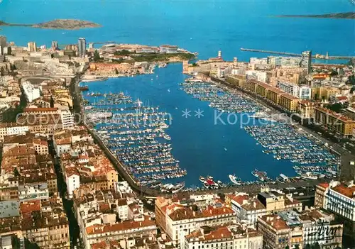 AK / Ansichtskarte Marseille_Bouches du Rhone Vieux port vue aerienne Marseille