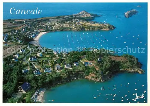 AK / Ansichtskarte Cancale La Cote d Emeraude Port Pican Port Mer et la Pointe du Grouin vue aerienne Cancale