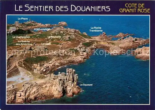 AK / Ansichtskarte Ploumanach La Cote de Granit Rose Le Sentier des Douaniers vue aerienne Ploumanach