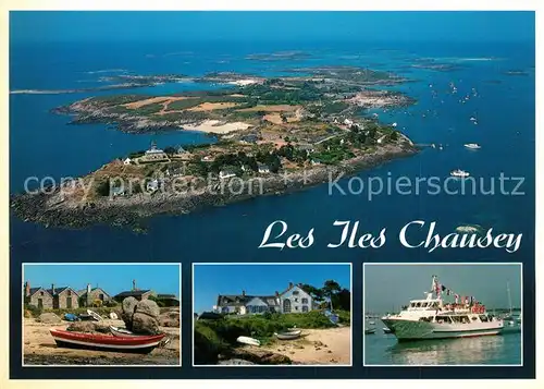 AK / Ansichtskarte Iles_Chausey Vue aerienne Plage Bateau Iles_Chausey
