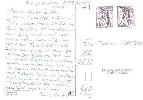 AK / Ansichtskarte Rio_de_Janeiro Praia do Leme Beach Rio_de_Janeiro