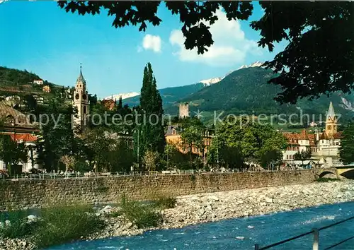 AK / Ansichtskarte Meran_Merano Promenade mit Pfarrturm Meran Merano