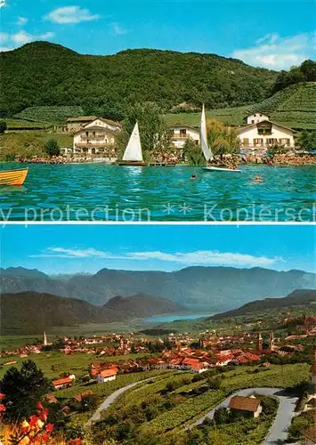 AK / Ansichtskarte Kalterer_See_Suedtirol Ostufer Pension Klughammer Mendelstrasse mit St Nikolaus Kalterer_See_Suedtirol