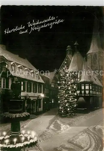 AK / Ansichtskarte Michelstadt Rathaus Marktbrunnen Christbaum Weihnachtskarte Neujahrskarte Michelstadt