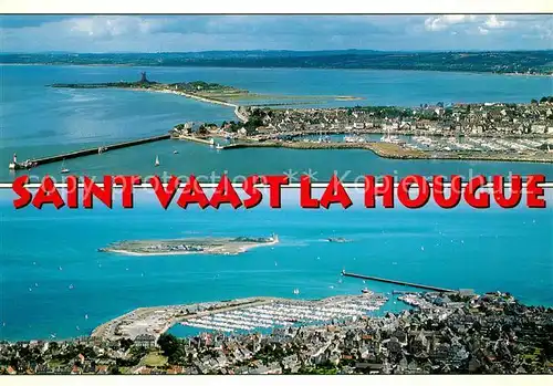 AK / Ansichtskarte Saint Vaast la Hougue Le Port et Fort de la Hougue Ile de Tatihou vue aerienne Saint Vaast la Hougue