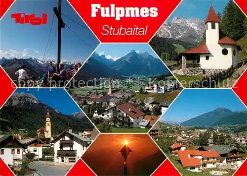 AK / Ansichtskarte Fulpmes_Tirol Motiv am Gipfel Hoher Burgstall Alpenpanorama Bergkirche Schlickeralm Ortsmotiv Kirche Sonnenaufgang Stubaital Patscherkofel Fulpmes Tirol