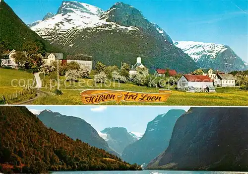 AK / Ansichtskarte Loen_Nordfjord Ortsansicht Landschaftspanorama Fjord Berge Loen Nordfjord