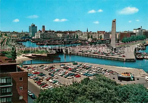 AK / Ansichtskarte Rotterdam Gezicht op de stad met het monument De Boeg Rotterdam