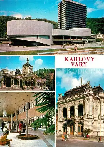 AK / Ansichtskarte Karlovy_Vary Sanatorium Thermal Trzni kolonada Vridelni kolonada J. A. Gagarina Divadlo V. Nezvala Karlovy Vary