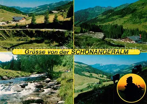 AK / Ansichtskarte Auffach Alpengasthof Schoenangeralm Landschaftspanorama Alpen Bergbach Auffach
