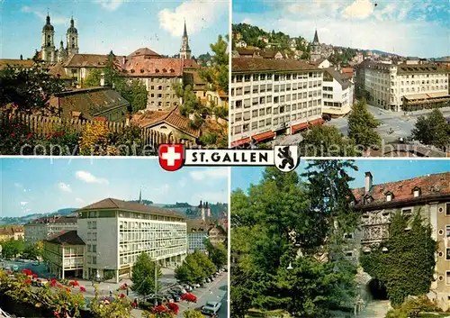 AK / Ansichtskarte St_Gallen_SG Kathedrale St Laurenzen Marktplatz St Mangen Schibenertor Unionplatz Karlstor St_Gallen_SG