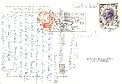AK / Ansichtskarte Monaco Panorama Port Principaute vue prise de La Turbie Monaco