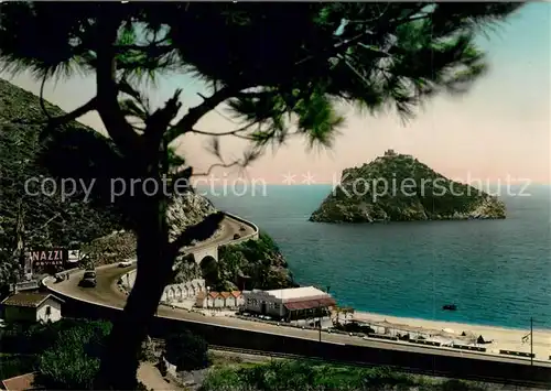 AK / Ansichtskarte Spotorno_Savona_Liguria Villaggio del Sole e Isoletta di Bergeggi Kuestenpanorama Insel Spotorno_Savona_Liguria