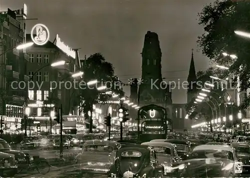 AK / Ansichtskarte Berlin Kurfuerstendamm Kaiser Wilhelm Gedaechtniskirche Nachtaufnahme Berlin