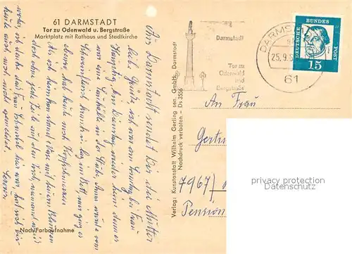 AK / Ansichtskarte Darmstadt Marktplatz mit Rathaus und Stadtkirche Darmstadt