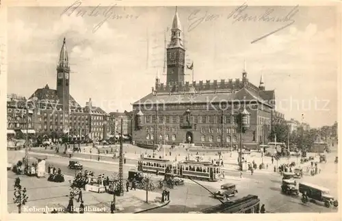 AK / Ansichtskarte Strassenbahn Kobenhavn Raadhuset 