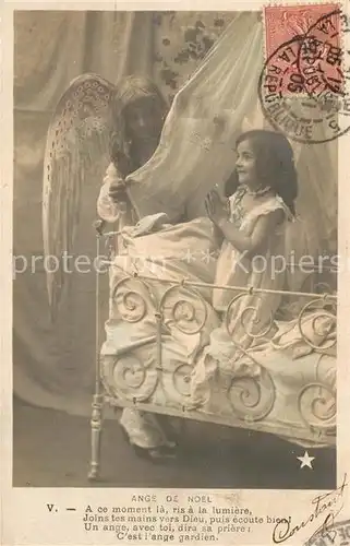 AK / Ansichtskarte Schutzengel Kind Bett Gebet Ange de Noel  
