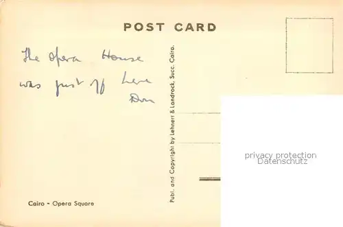 AK / Ansichtskarte Cairo_Egypt Opernplatz Cairo Egypt