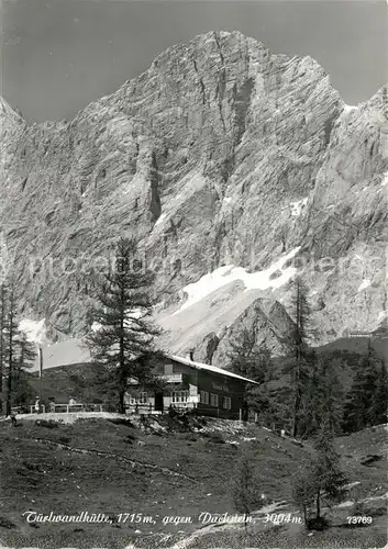 AK / Ansichtskarte Tuerlwandhuette Panorama Dachstein Tuerlwandhuette