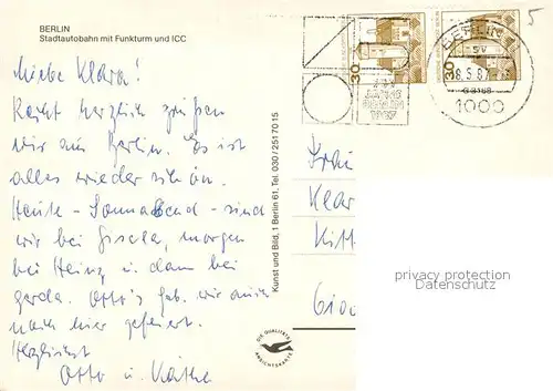 AK / Ansichtskarte Berlin Stadtautobahn Funkturm ICC Berlin