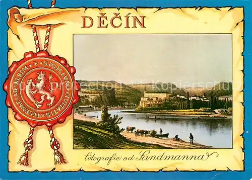 AK / Ansichtskarte Decin_Boehmen Lithographie Siegel Decin Boehmen