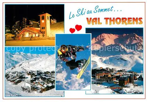 AK / Ansichtskarte Val_Thorens_Savoie Panorama Wintersportplatz Alpen Snowboardfahrer Val_Thorens_Savoie