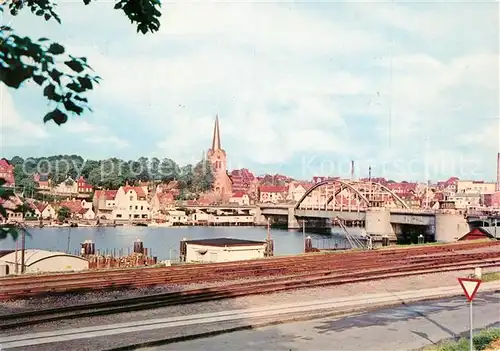 AK / Ansichtskarte Sonderborg Ansicht der Stadt Eisenbahn Bruecke Sonderborg