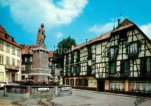 AK / Ansichtskarte Ribeauville_Haut_Rhin_Elsass Place de la Sinne Hotel du Moutan Fontaine Fachwerkhaeuser Ribeauville_Haut