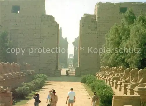 AK / Ansichtskarte Karnak_Egypt Allee der Sphinxen und Pylonen des Amon Ra Tempels Karnak Egypt