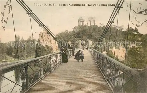 AK / Ansichtskarte Paris Buttes Chaumont Pont suspendu Paris