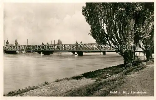 AK / Ansichtskarte Kehl_Rhein Rheinbruecke Uferpartie Kehl_Rhein