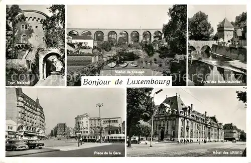 AK / Ansichtskarte Luxembourg_Luxemburg Tour Malakoff Place de la Gare Hotel des Arbed Viaduc de Clausen Luxembourg Luxemburg