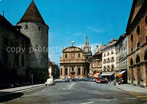 AK / Ansichtskarte Yverdon_VD Place Pestalozzi le Chateau et l Eglise 