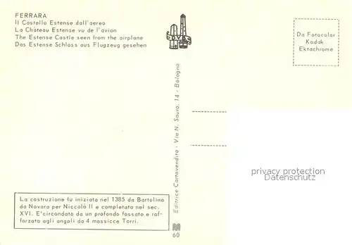 AK / Ansichtskarte Ferrara Il Castello Estense dall aereo Ferrara