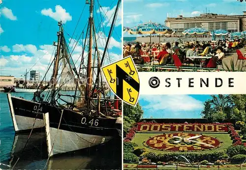 AK / Ansichtskarte Oostende_Ostende Fischerboote Kursaal Blumenuhr 