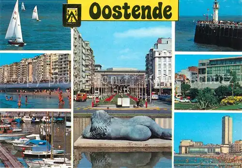 AK / Ansichtskarte Oostende_Ostende Strand Bootshafen Kursaal Mole Skulptur 