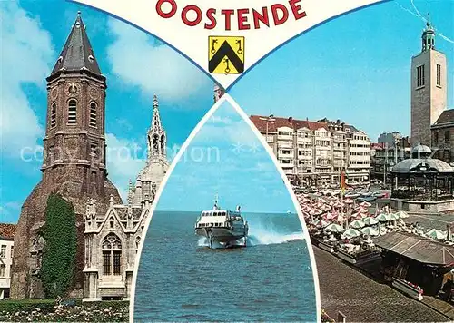 AK / Ansichtskarte Oostende_Ostende Kirche Faehre Marktplatz 