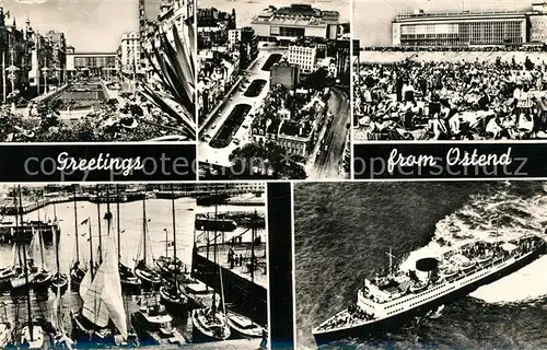 AK / Ansichtskarte Oostende_Ostende Kursaal Strand Yachthafen Faehre 