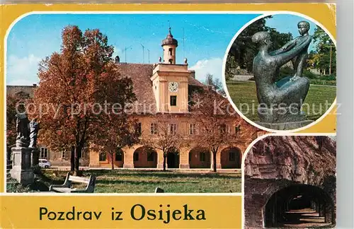 AK / Ansichtskarte Osijek_Croatia Park Arkaden Skulptur Osijek Croatia